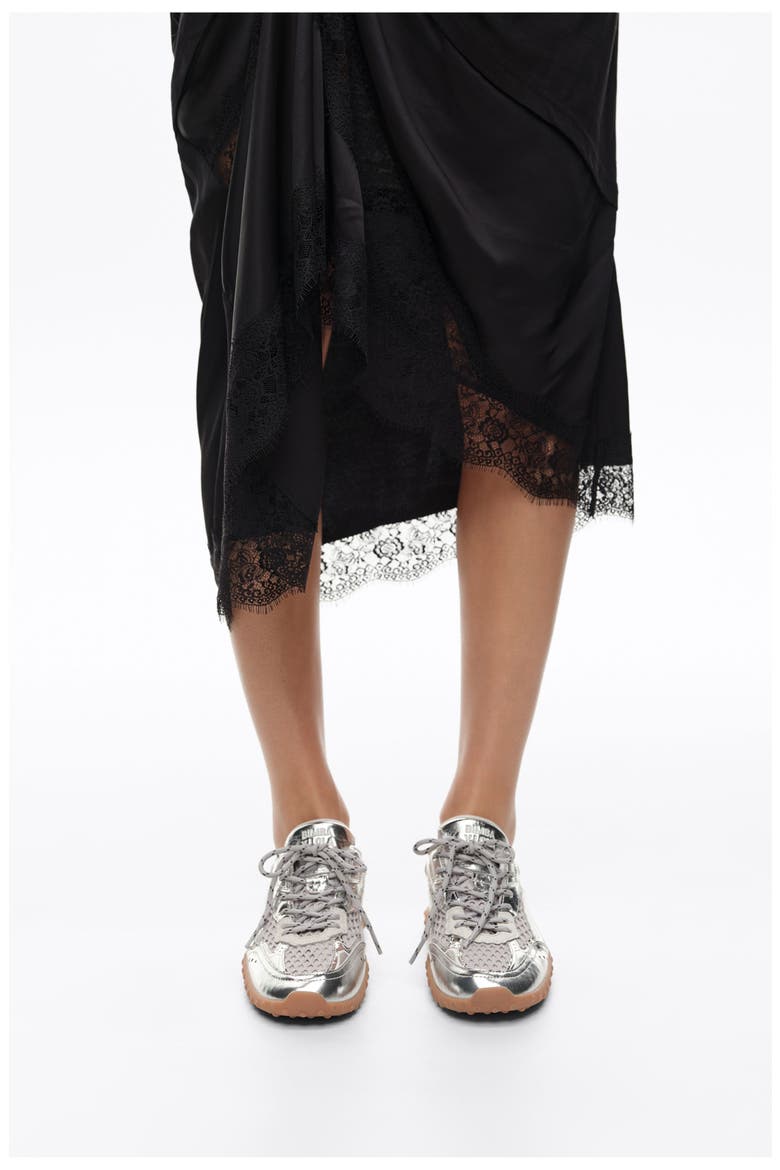Two-Material Knot T-Shirt Dress, Alternate, color, BLACK