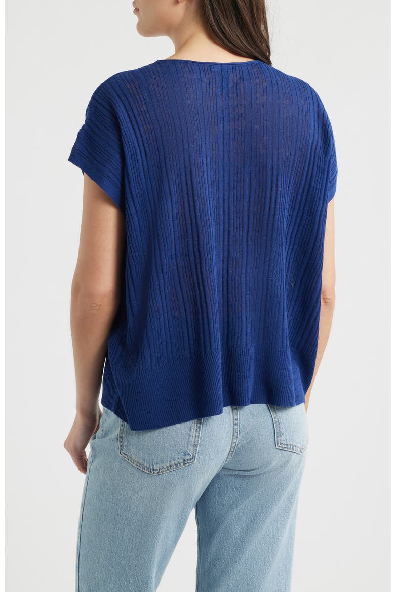 Variegated Rib Organic Cotton & Organic Linen Sweater, Alternate, color, DEEP DIVE