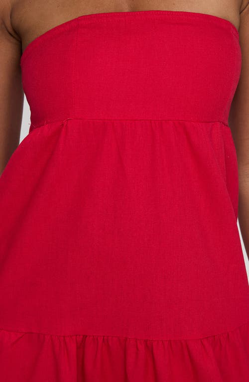 Shop Princess Polly Kazia Strapless Tiered Cotton & Linen Maxi Sundress