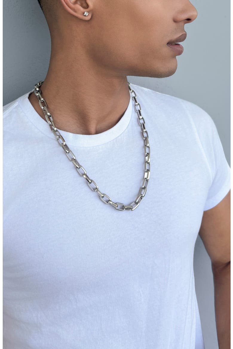 Men's Silver Plated Chain Necklace, Alternate, color, SILVER