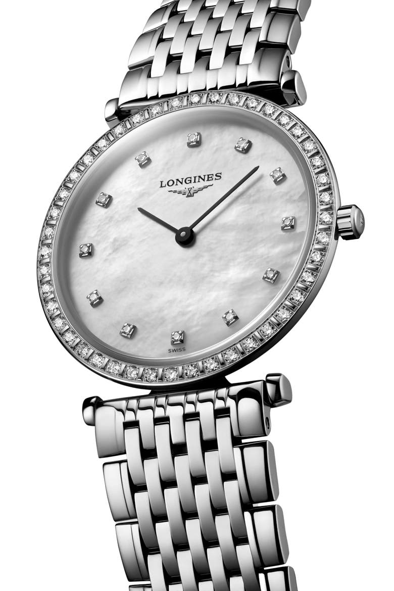 La Grande Classique de Longines Diamond Bracelet Watch, 28mm, Alternate, color, SILVER/ MOP/ SILVER