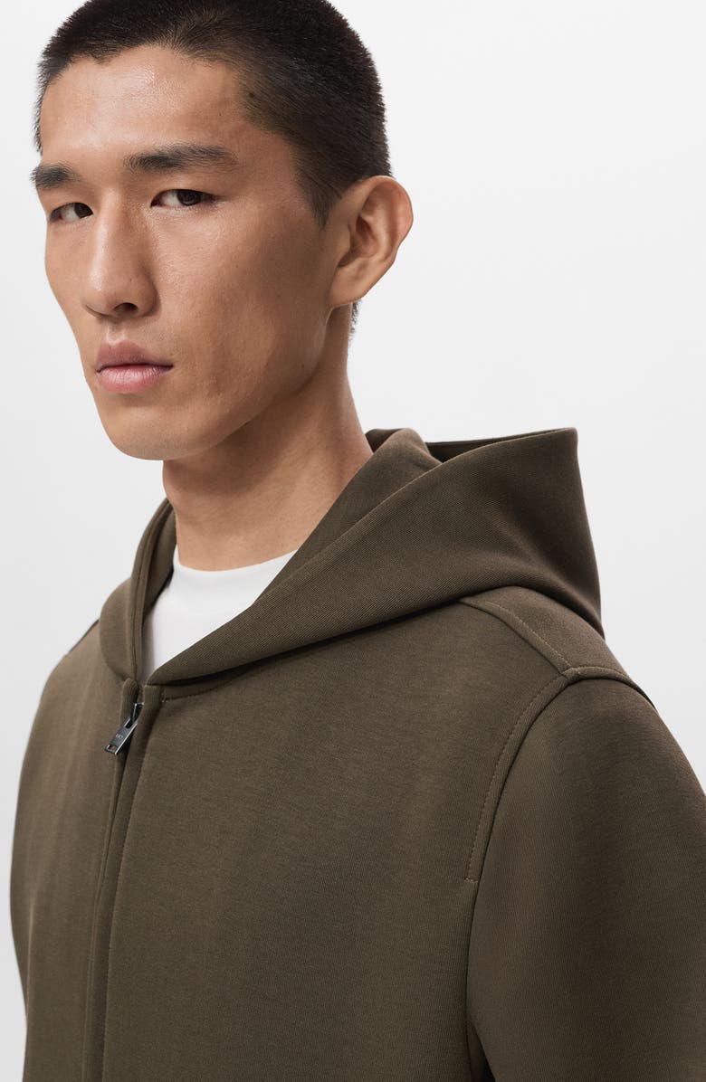 MANGO Zip-Up Hoodie, Alternate, color, Olive Green