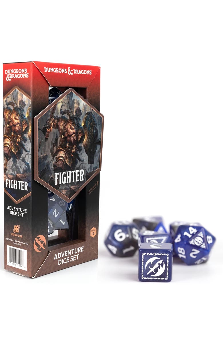 Dungeons
Dragons D&D Adventure Dice Fighter Blue, 17Pc Rpg Die Set, Main, color, Blue