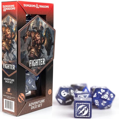 D&D Adventure Dice Fighter Blue, 17Pc Rpg Die Set