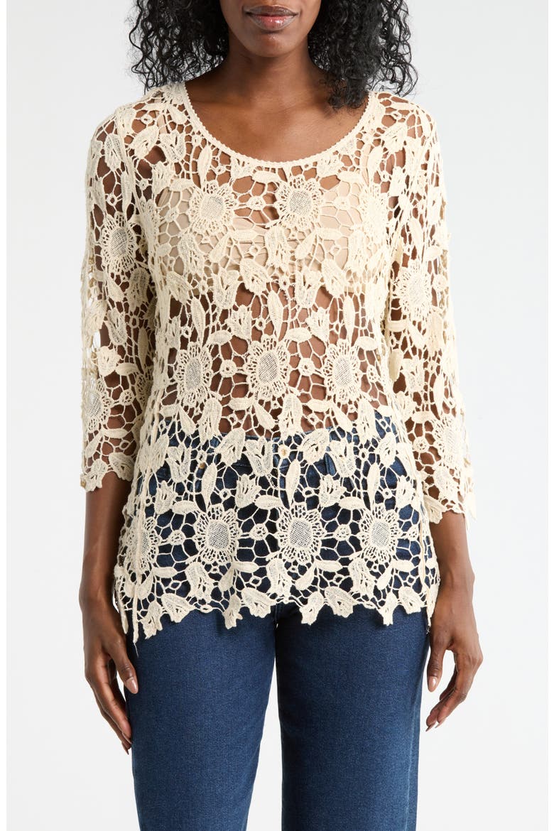 Cotton Lace Top, Main, color, NATURAL