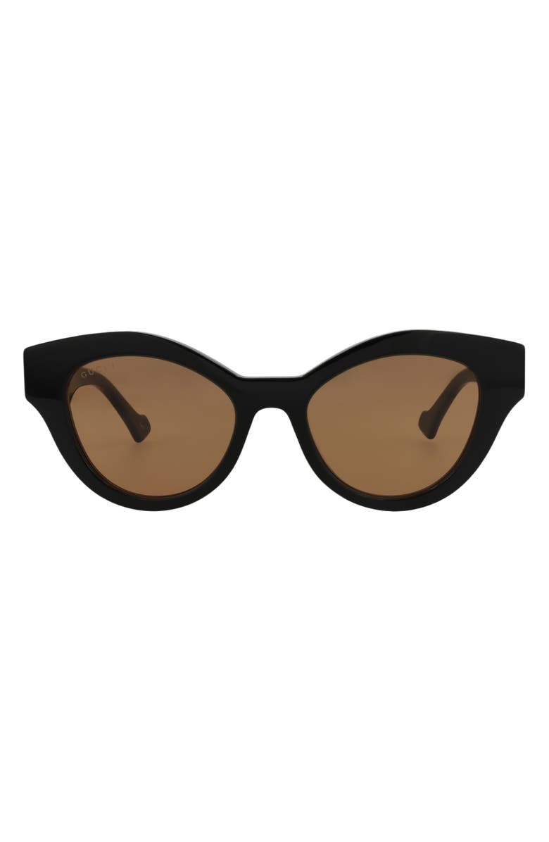 Gucci 51mm Cat Eye Sunglasses, Main, color, Black Black Brown