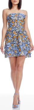 Dress the Population Marilyn Butterfly Appliqué Strapless Cocktail Minidress