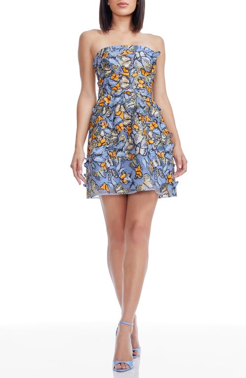 DRESS THE POPULATION DRESS THE POPULATION MARILYN BUTTERFLY APPLIQUÉ STRAPLESS COCKTAIL MINIDRESS