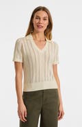 Lands' End Fine Gauge Cotton Pointelle Polo Sweater