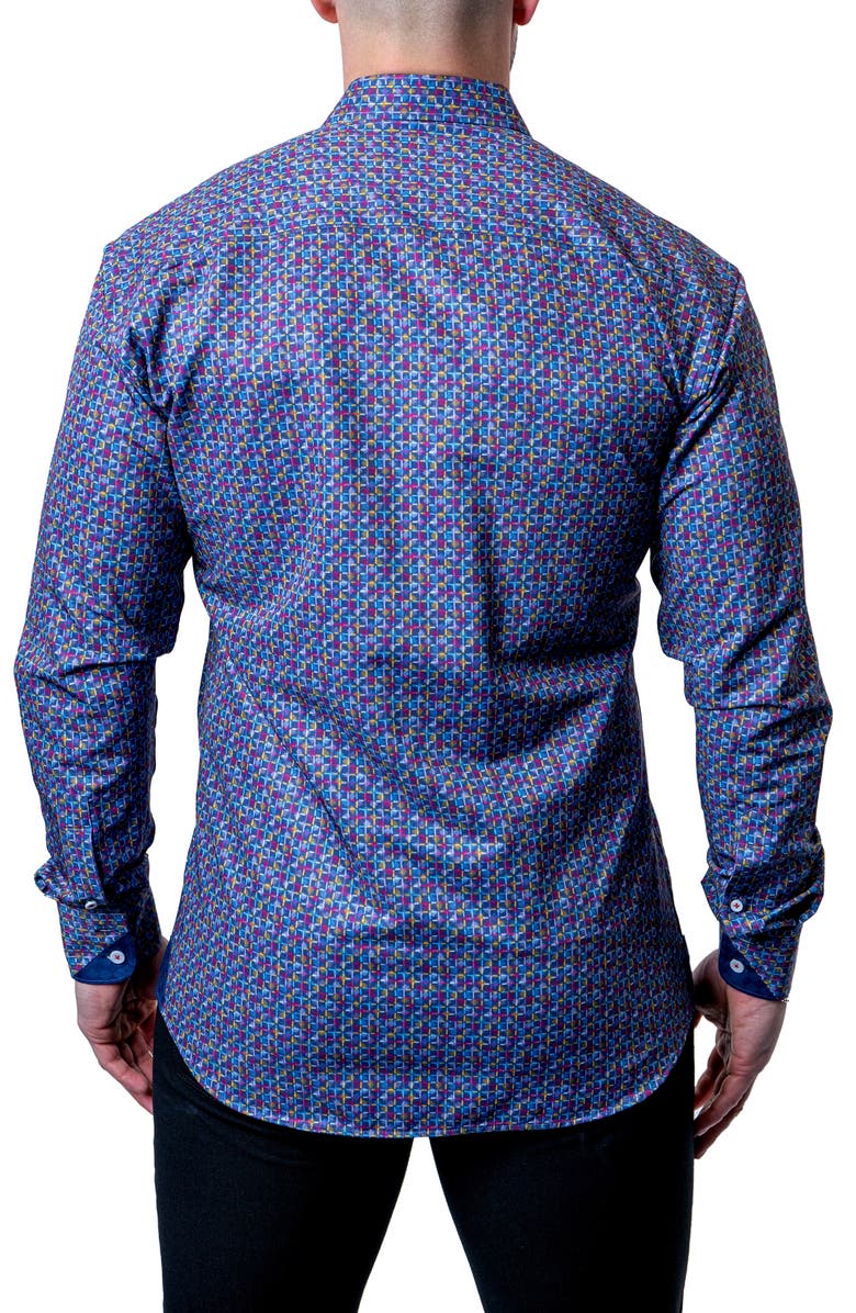 Maceoo Einstein Check Mate Contemporary Fit Button-Up Shirt, Alternate, color, Blue Multi