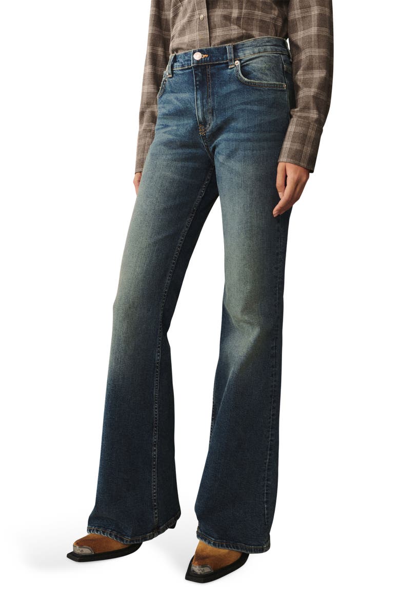 Violet High Waist Flare Jeans, Main, color, DARK VINTAGE BLUE