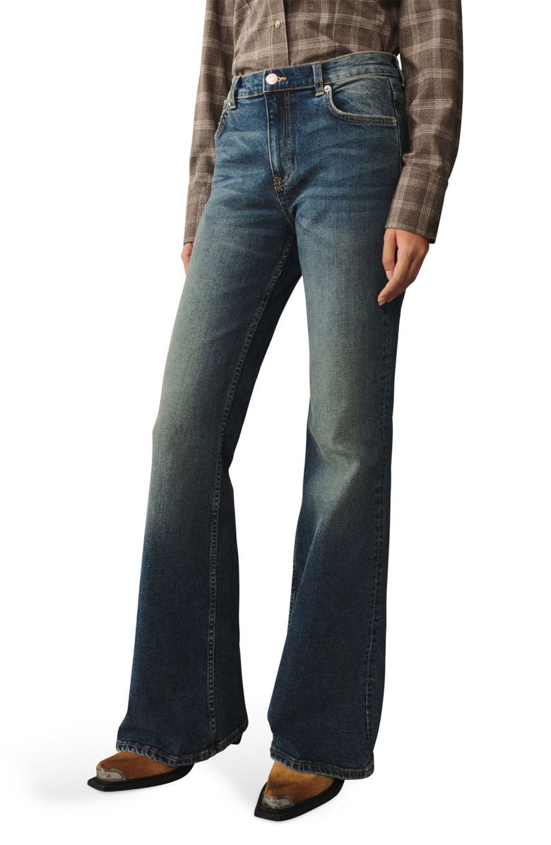 MANGO Violet High Waist Flare Jeans, Main, color, 