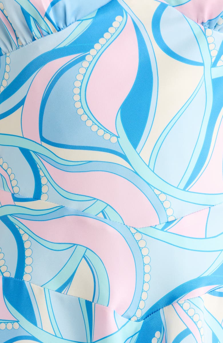 Avec Les Filles Lace Trim Bias Cut Satin Minidress, Alternate, color, Mermaid Paisley