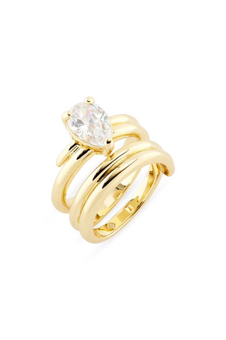 Pear CZ Wrap Band Ring, Main, color, GOLD