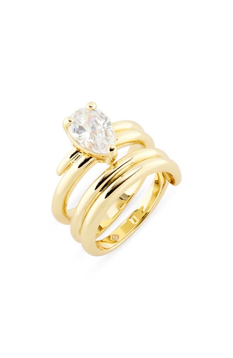 Pear CZ Wrap Band Ring
