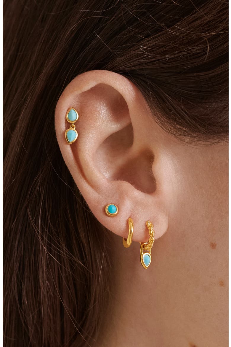 Mini Green Onyx Stud Earrings, Alternate, color, 18K GOLD VERMEIL