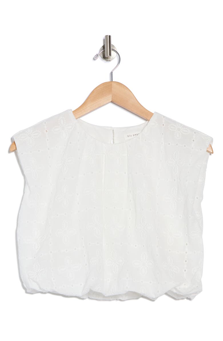 Blu Pepper Eyelet Bubble Top, Alternate, color, White