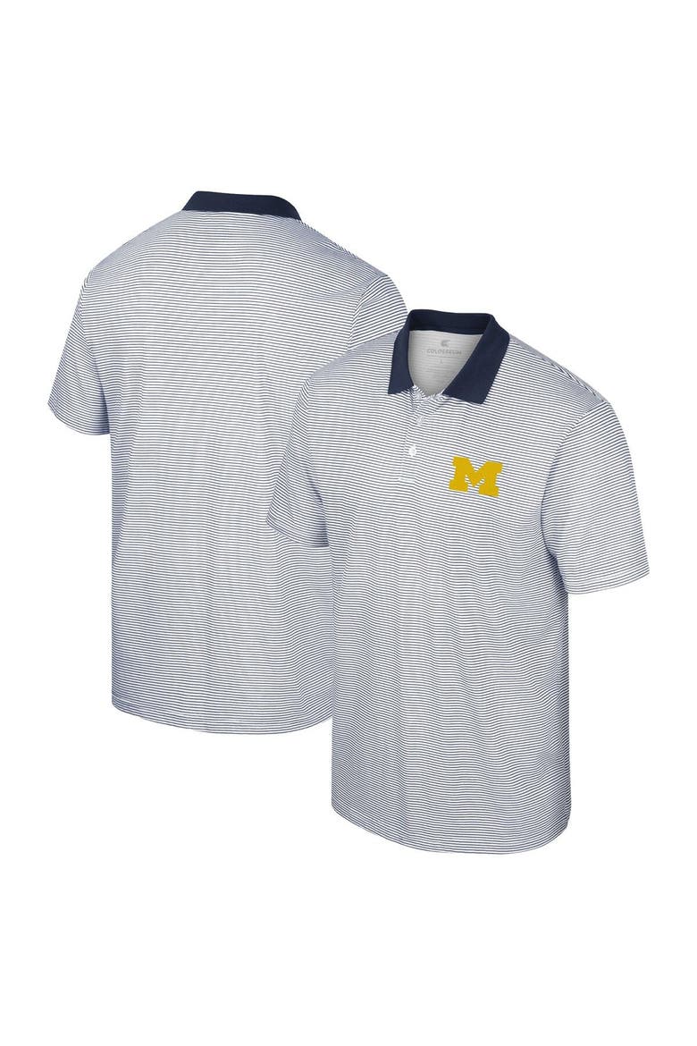 Men's Colosseum White/Black Michigan Wolverines Print Stripe Polo, Main, color, White