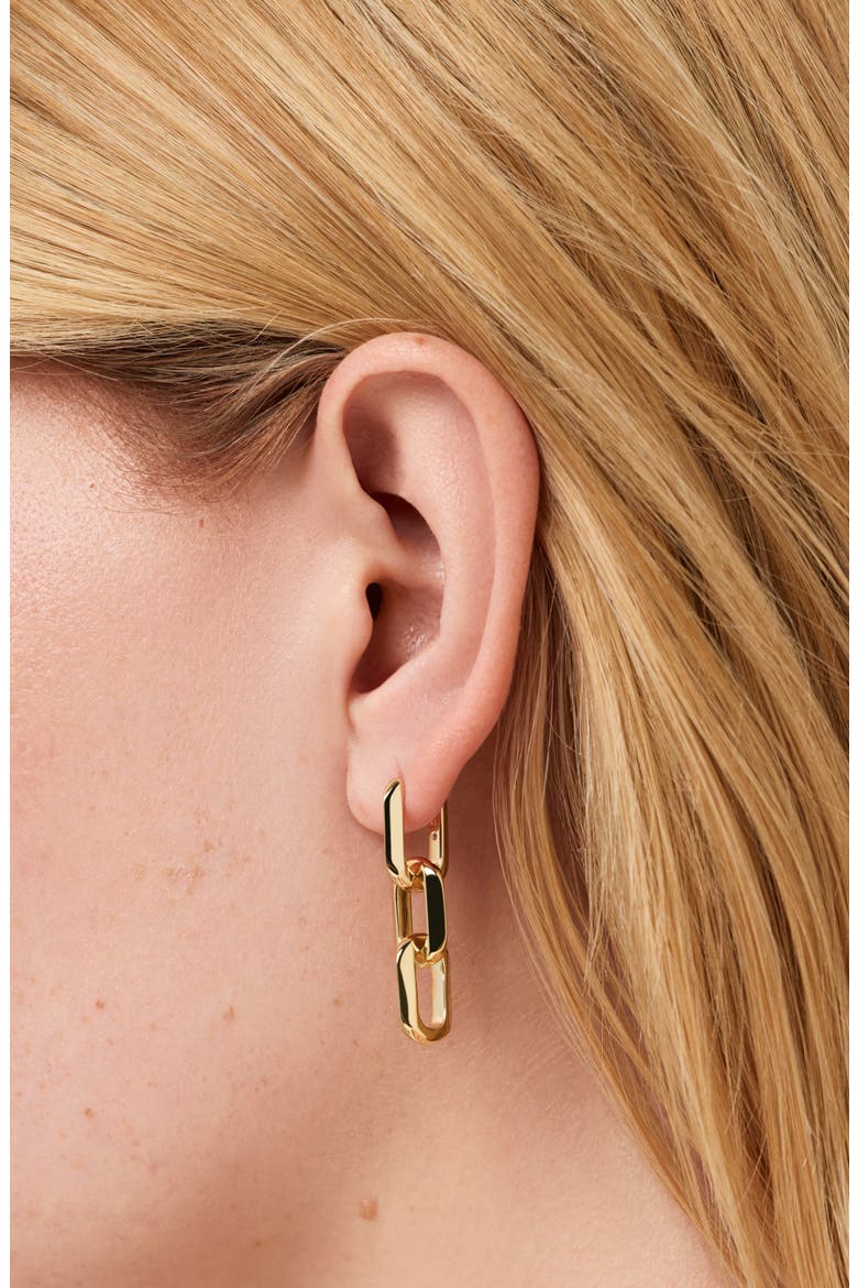 Eve Triple Link Drop Earrings, Alternate, color, GOLD