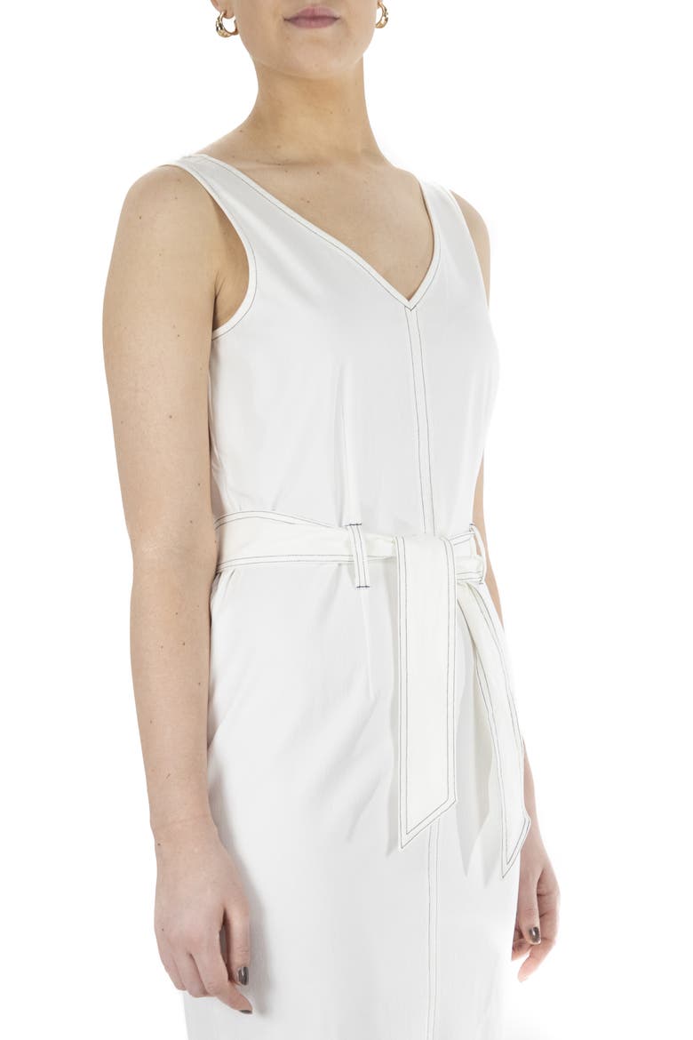 Millennium Sleevess Belted Dress, Alternate, color, IVORY/ BLACK