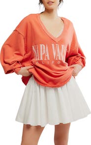 Free People WTF Venice Oversize Cotton Blend Graphic Sweatshirt