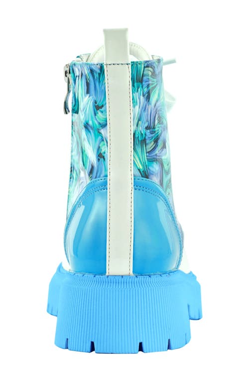 Ninety Union Freeway Lug Sole Combat Boot In Blue Multi