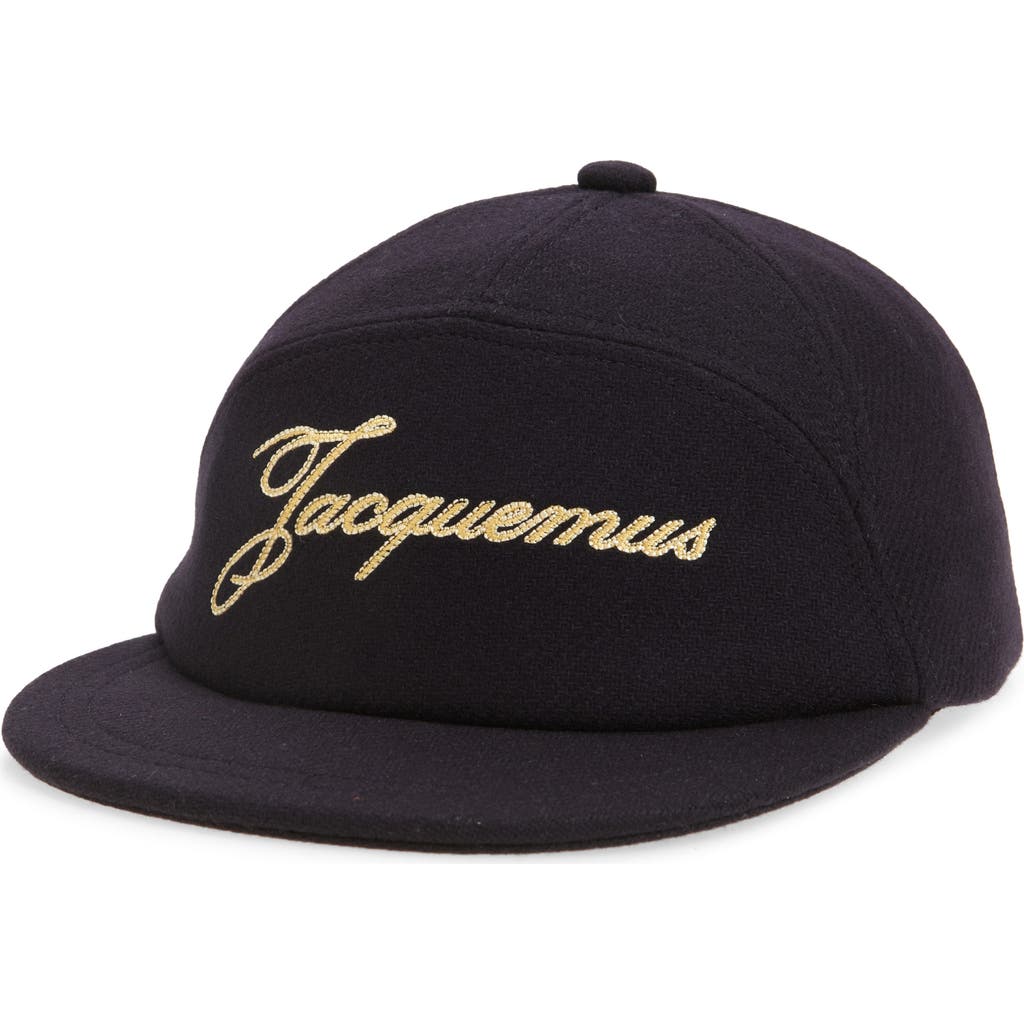 Jacquemus La Casquette Embroidered Logo Wool Blend Baseball Cap In Black