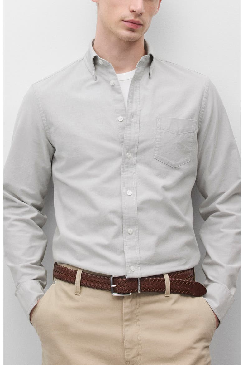Cotton Oxford Button-Down Shirt, Main, color, LIGHT GREY