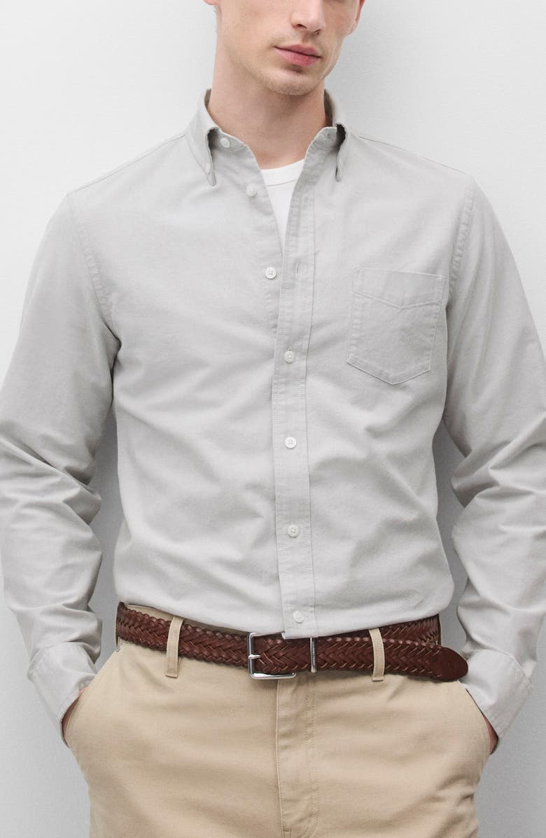 Reigning Champ Cotton Oxford Button-Down Shirt, Main, color, Light Grey