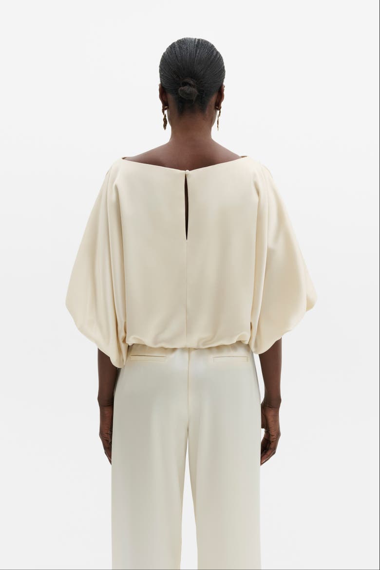 Havanna Boat Neck Puff Sleeve Blouse, Alternate, color, Pearl