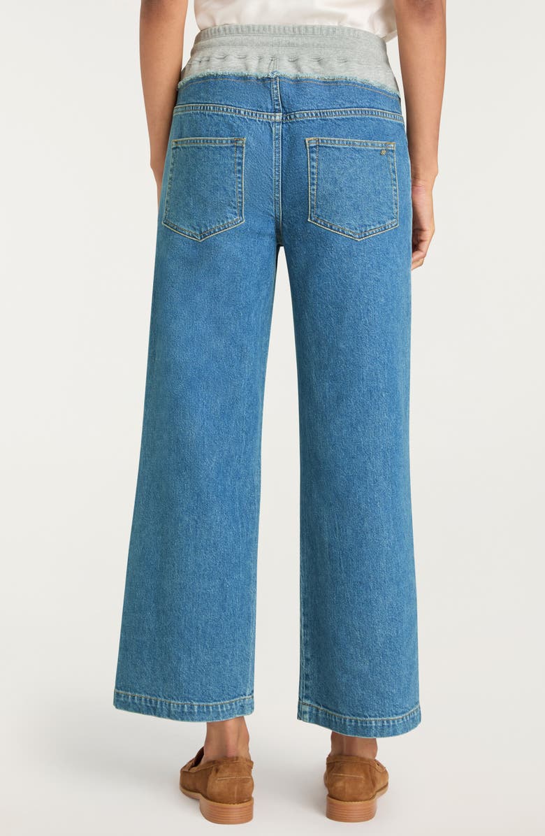 Cinq à Sept Serena Mixed Media Wide Leg Jeans, Alternate, color, Horizon/ Heather Grey