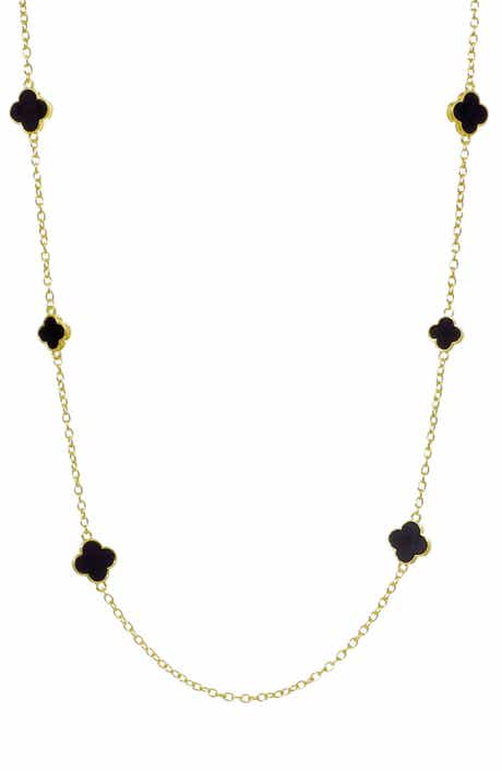 Adornia Enamel Clover Station Necklace