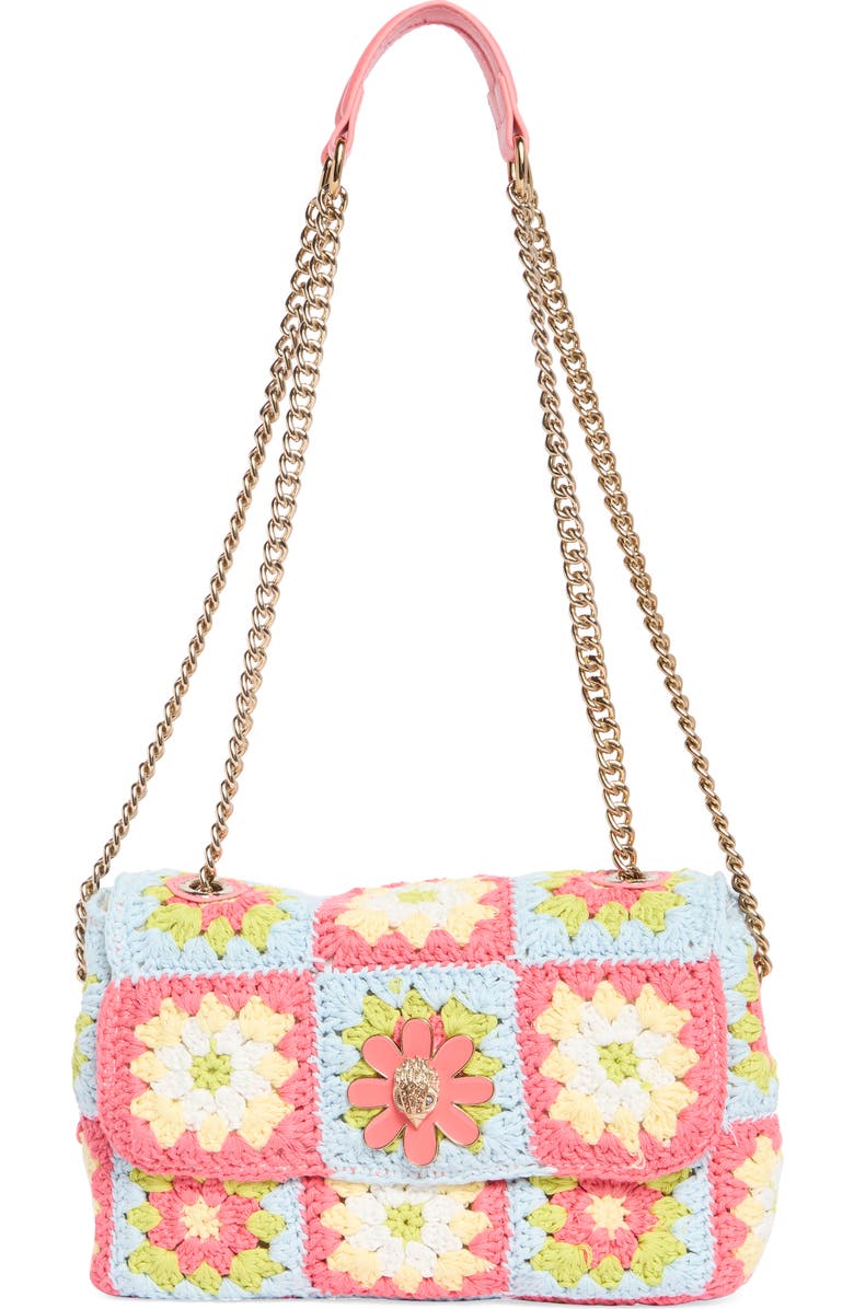 Kurt Geiger London Medium Kensington Crochet Shoulder Bag, Main, color, Open Pink