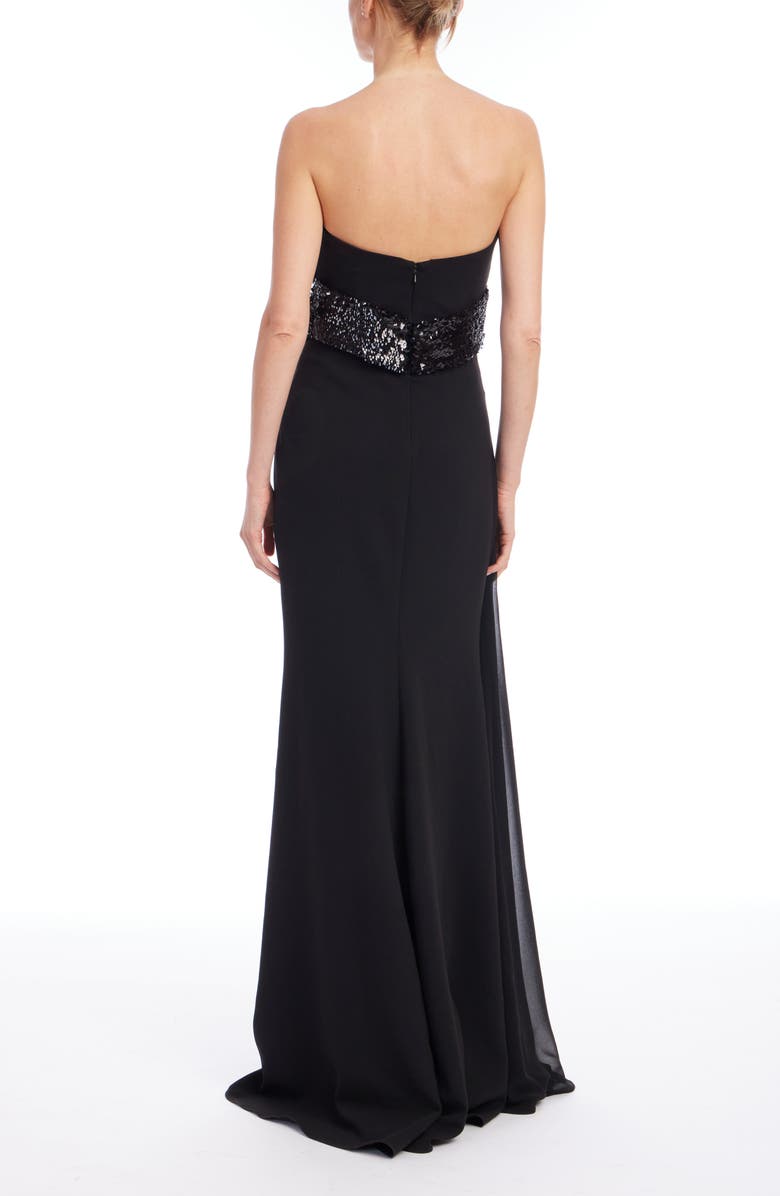 Badgley Mischka Collection Sequin Strapless Gown, Alternate, color, Black