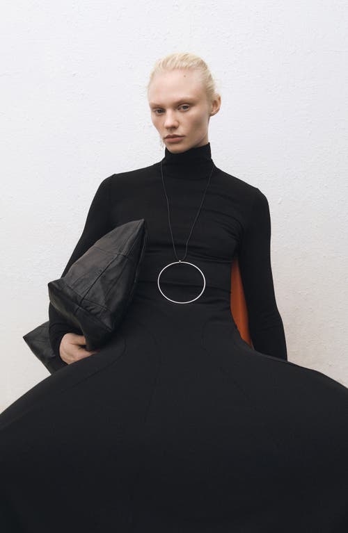 Mango Turtleneck Long Sleeve Ponte Dress In Black