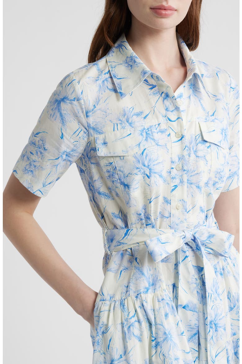 Printed Tie Belt Cotton Poplin Maxi Shirtdress, Alternate, color, BLUE MULTI
