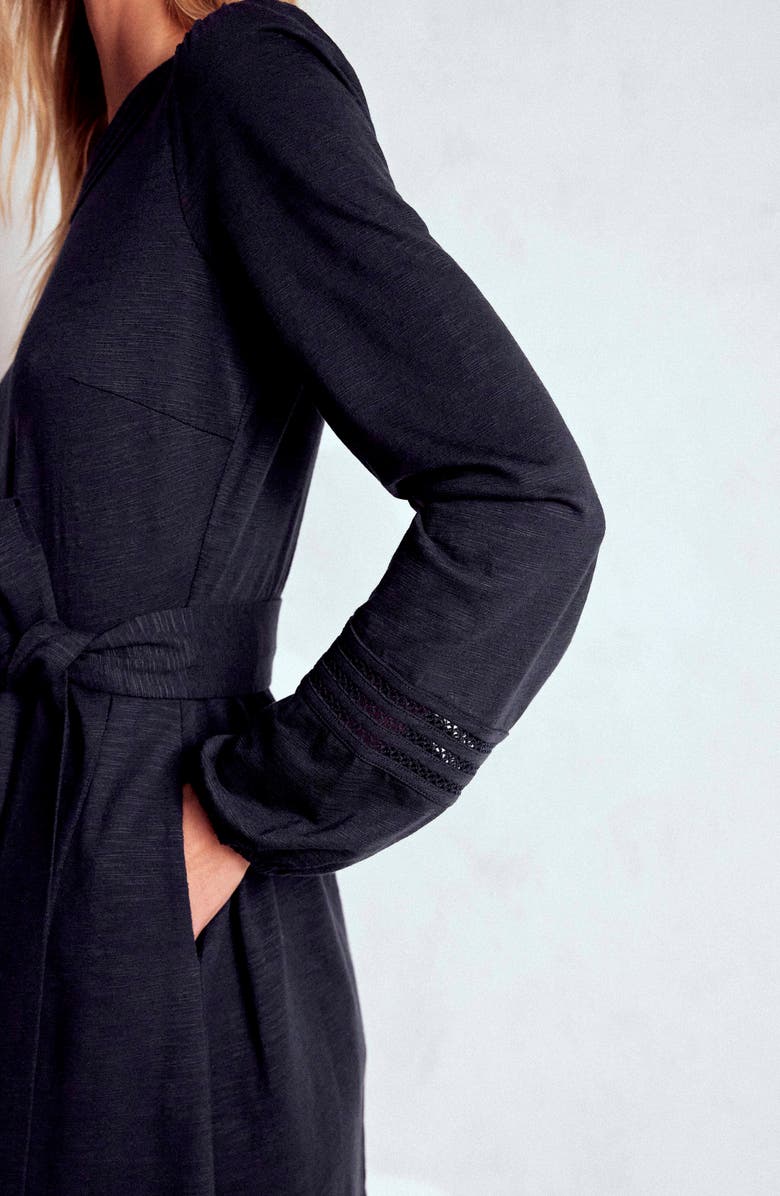 Boden Athina Embroidered Detail Long Sleeve Cotton Blend Dress, Alternate, color, Navy