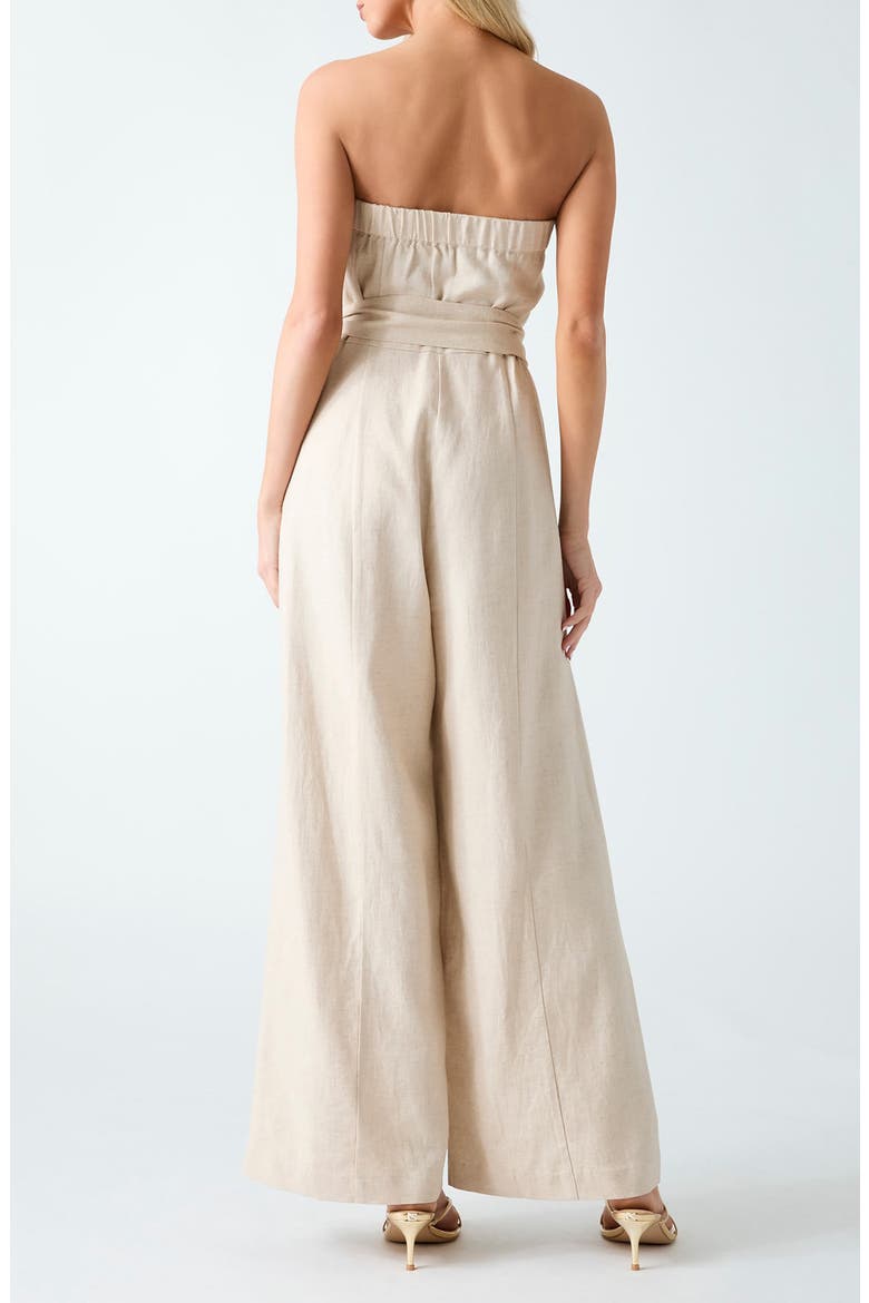 Jackie Strapless Linen Blend Jumpsuit, Alternate, color, BEIGE