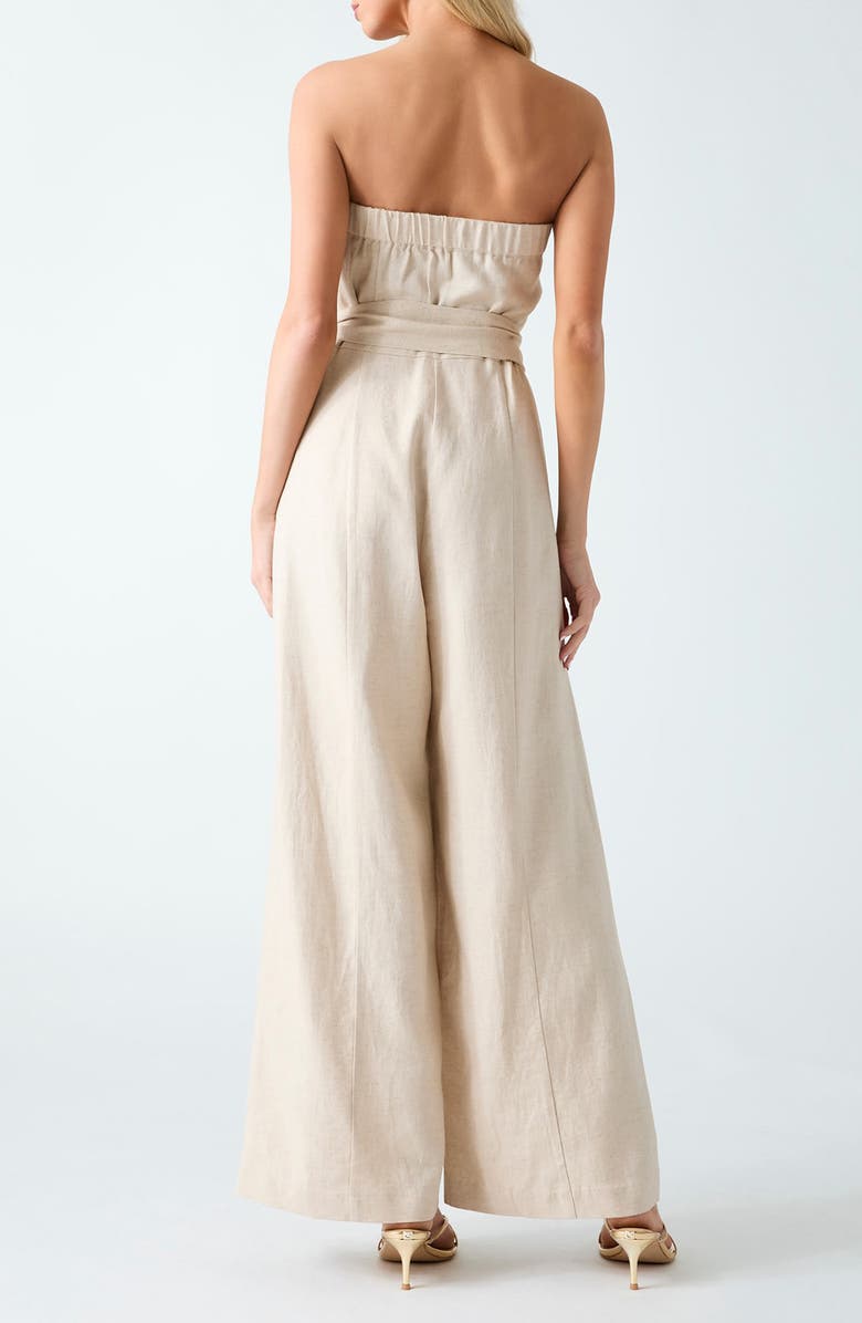 GUESS Jackie Strapless Linen Blend Jumpsuit, Alternate, color, Beige