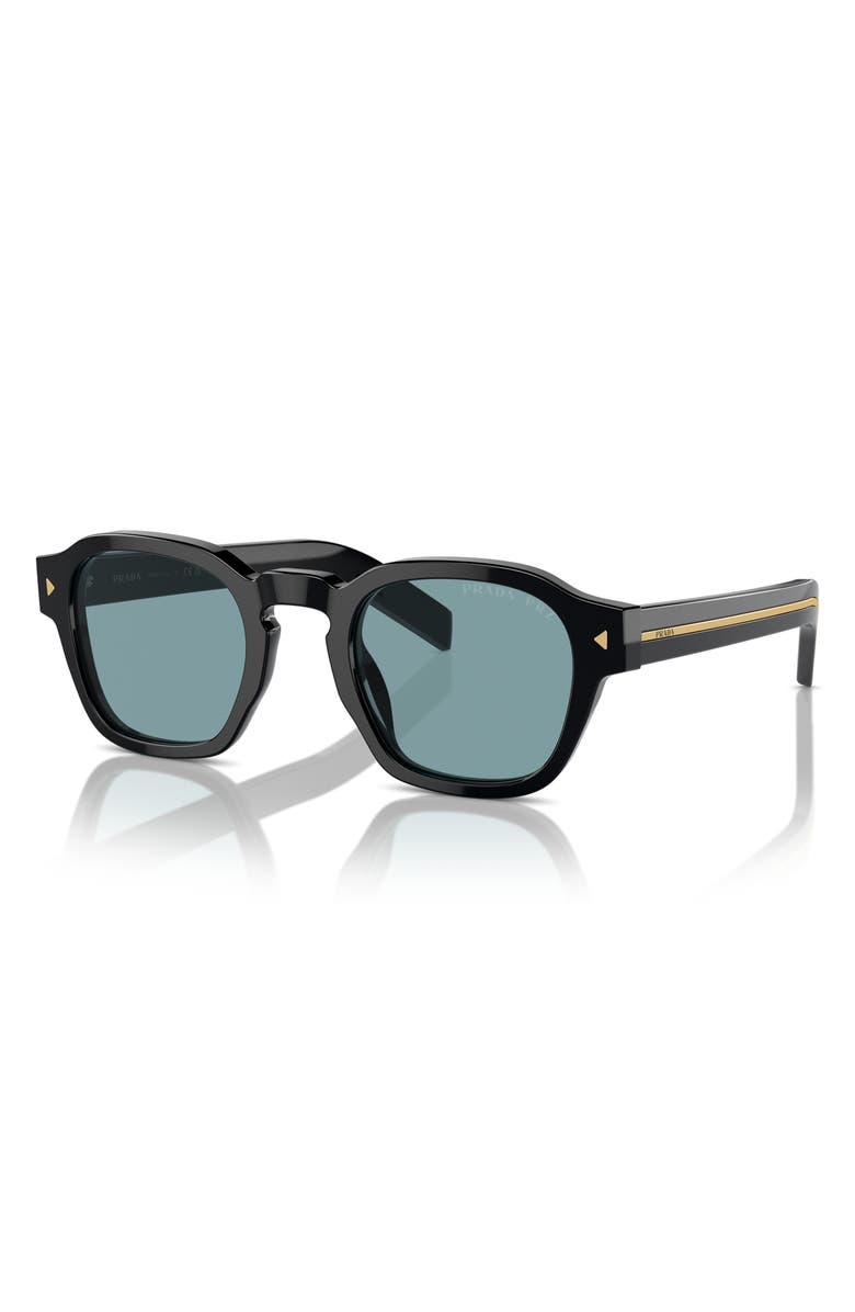 Prada 52mm Polarized Phantos Sunglasses, Alternate, color, Black