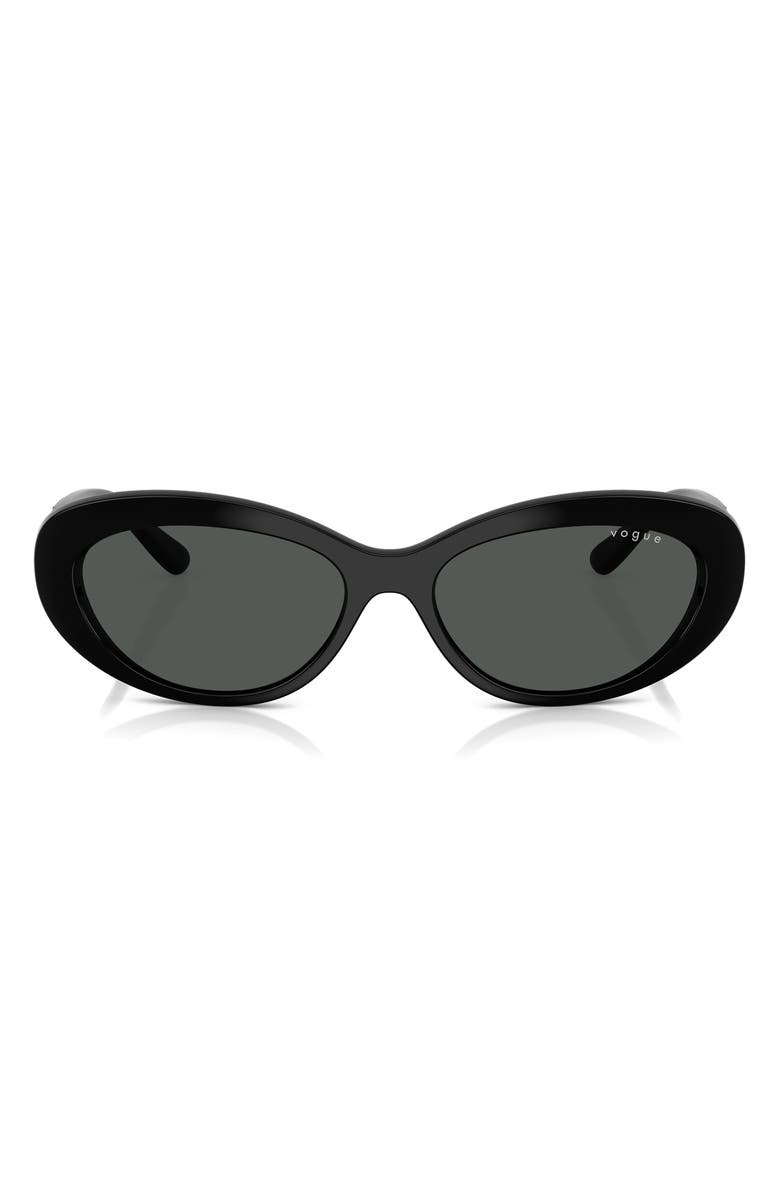 VOGUE 55mm Polarized Oval Sunglasses, Main, color, Black