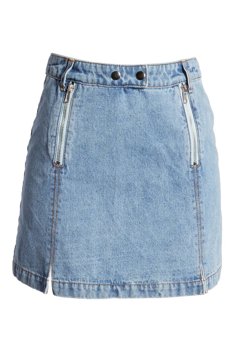 Royce Denim Miniskirt, Alternate, color, LT DENIM