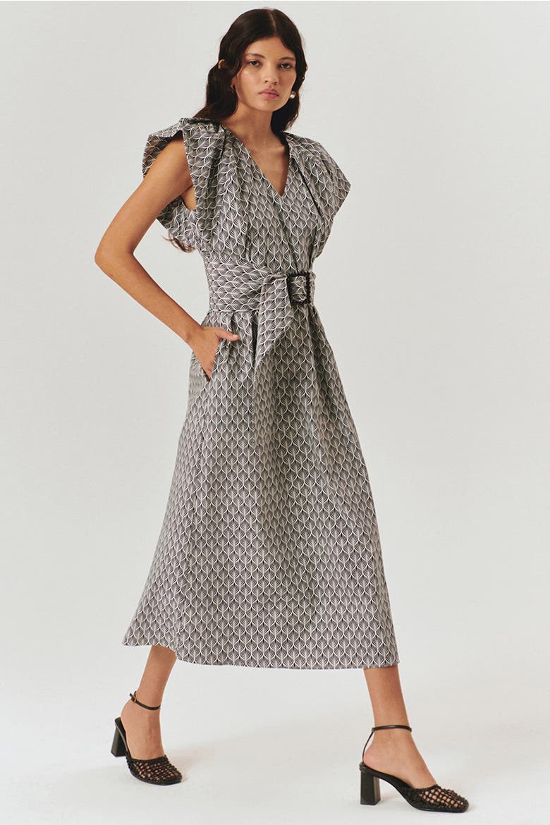 Hanna Midi Dress, Alternate, color, BLACK-WHITE