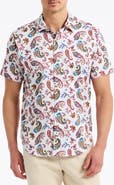 Robert Graham Tangier Paisley Short Sleeve Stretch Cotton Button-Up Shirt