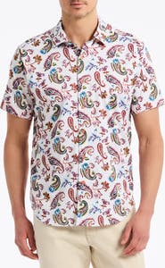 Robert Graham Tangier Paisley Short Sleeve Stretch Cotton Button-Up Shirt
