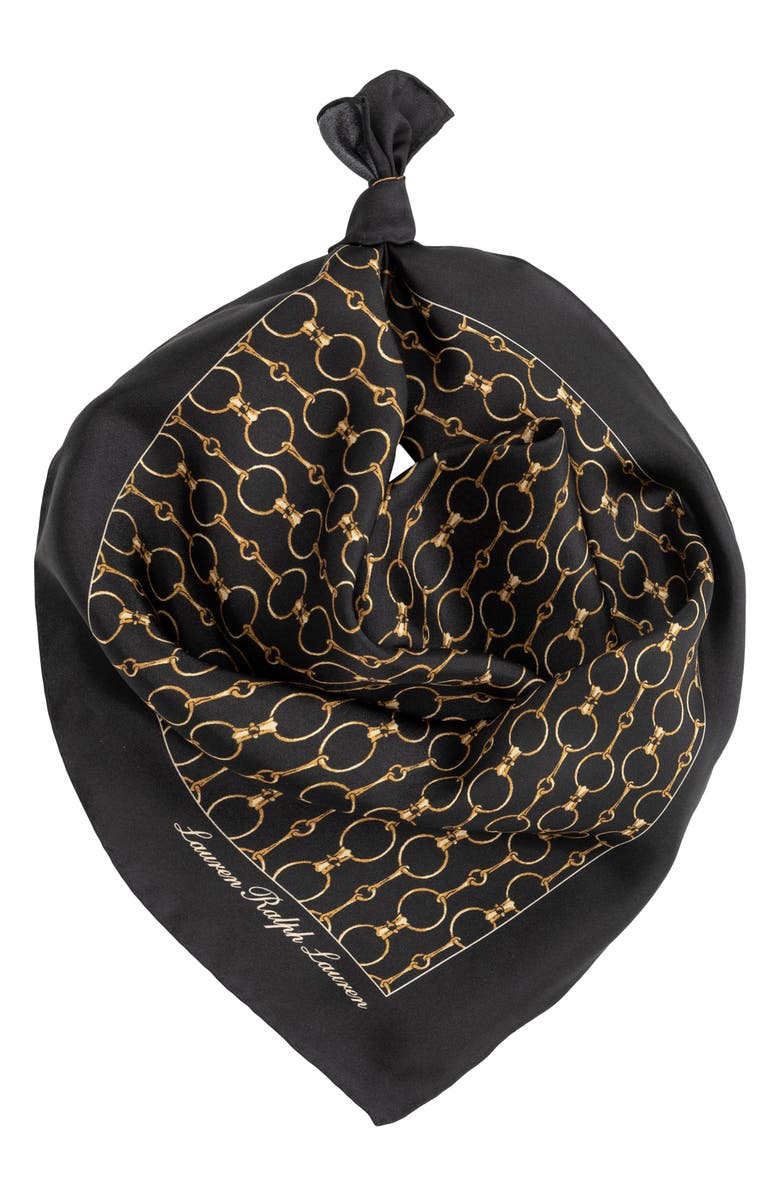Lauren Ralph Lauren Printed Square Silk Scarf, Main, color, Black