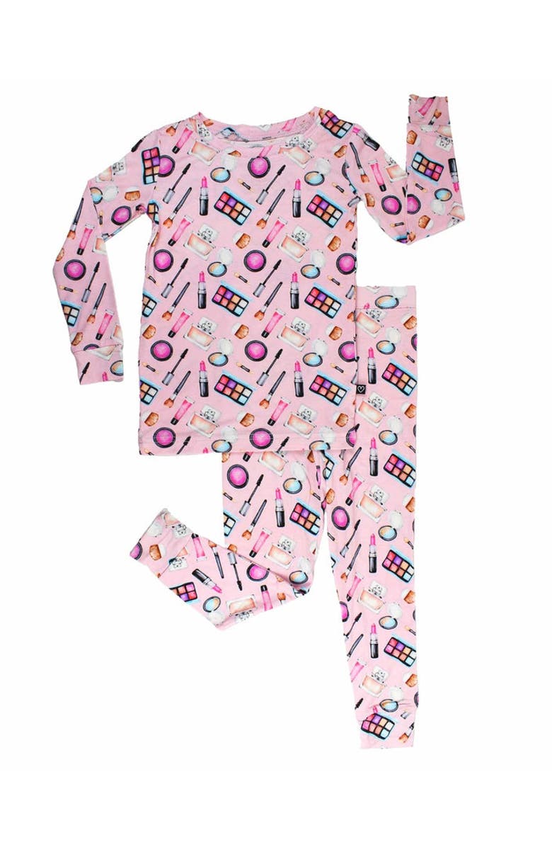 Lev Baby Makeup Print 2-Piece Pajama Set, Alternate, color, Pink