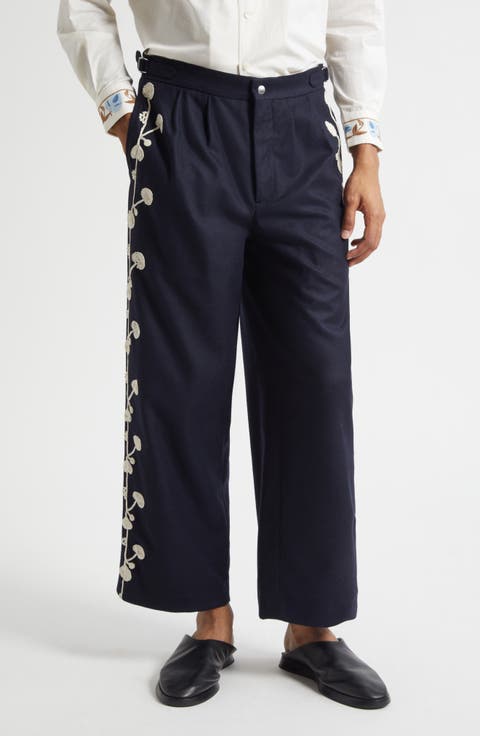 Snowdrop Appliqué Wool Blend Trousers