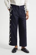 Bode Snowdrop Appliqué Wool Blend Trousers