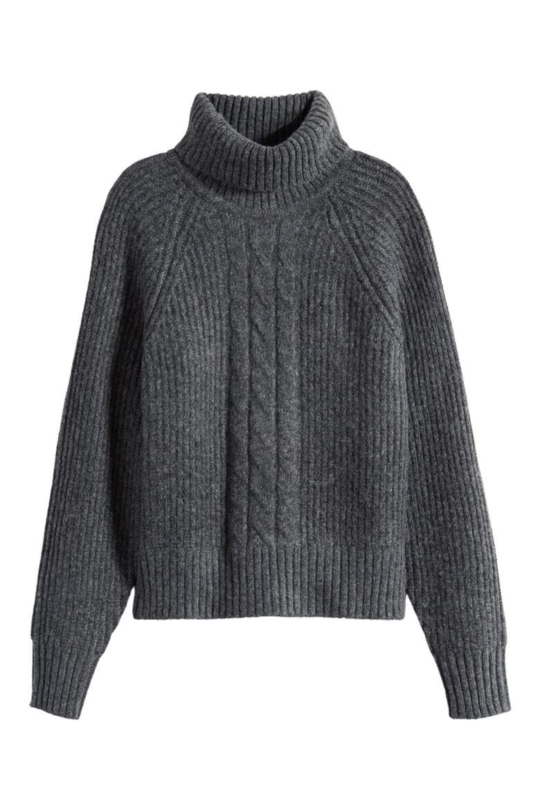 Back Cutout Turtleneck Sweater, Alternate, color, HEATHER GREY